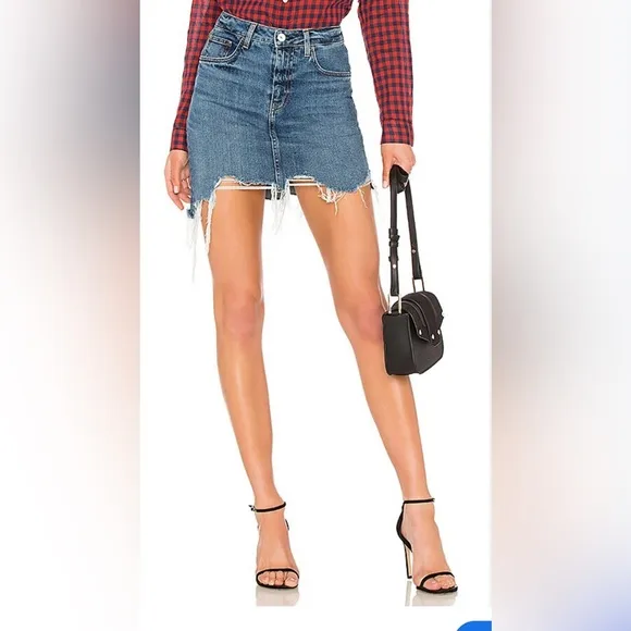 REVOLVE Father’s Daughter High Rise Riley Denim Distressed Skirt size 26
