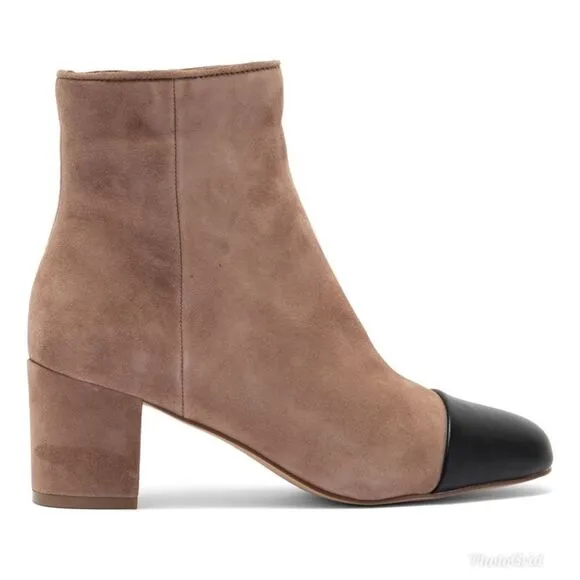 Revolve Steve Madden Jaslynn Suede Leather Block Heel Bootie Ankle Boots NWOT