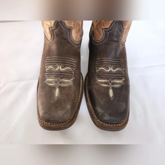 Rios Cowboy Boots Leather Embroidered Brown Boots Men's Size 9 - 9.5 Vintage?