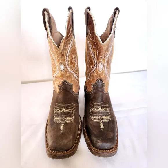Rios Cowboy Boots Leather Embroidered Brown Boots Men's Size 9 - 9.5 Vintage?