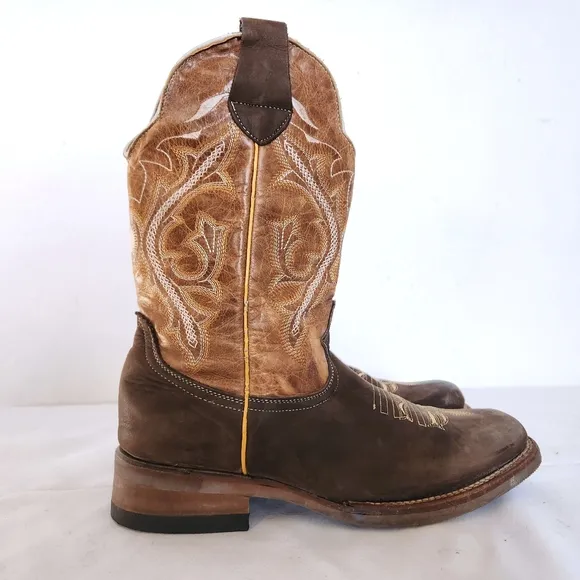 Rios Cowboy Boots Leather Embroidered Brown Boots Men's Size 9 - 9.5 Vintage?