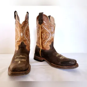 Rios Cowboy Boots Leather Embroidered Brown Boots Men's Size 9 - 9.5 Vintage?