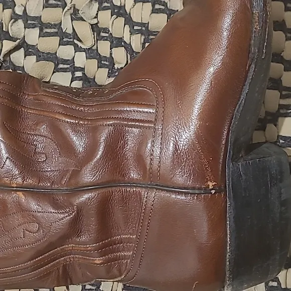 RIOS OF MERCEDES BROWN LEATHER POINTED TOE COWBOY BOOTS