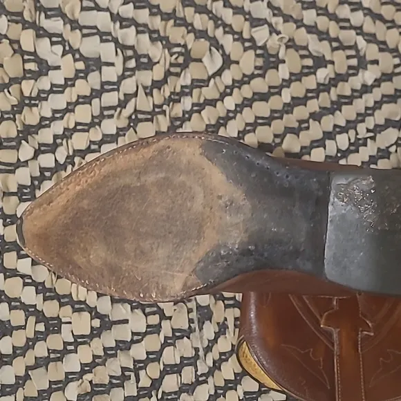 RIOS OF MERCEDES BROWN LEATHER POINTED TOE COWBOY BOOTS