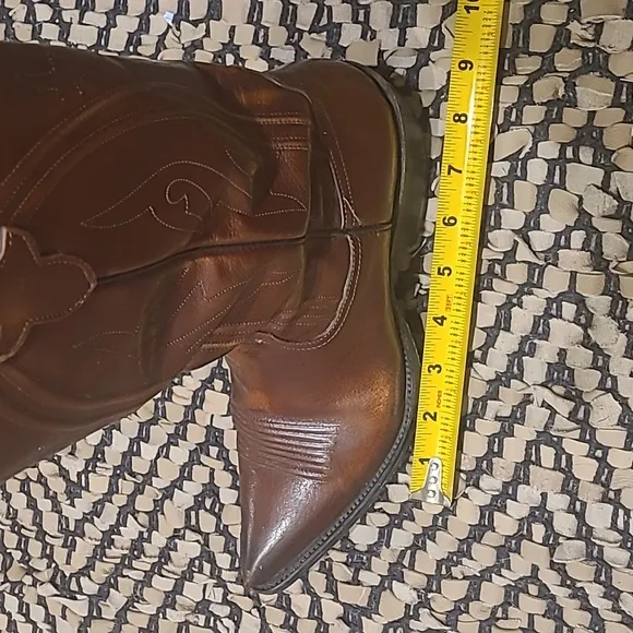RIOS OF MERCEDES BROWN LEATHER POINTED TOE COWBOY BOOTS