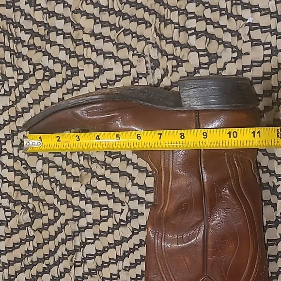 RIOS OF MERCEDES BROWN LEATHER POINTED TOE COWBOY BOOTS