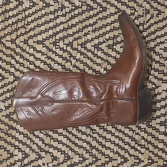 RIOS OF MERCEDES BROWN LEATHER POINTED TOE COWBOY BOOTS
