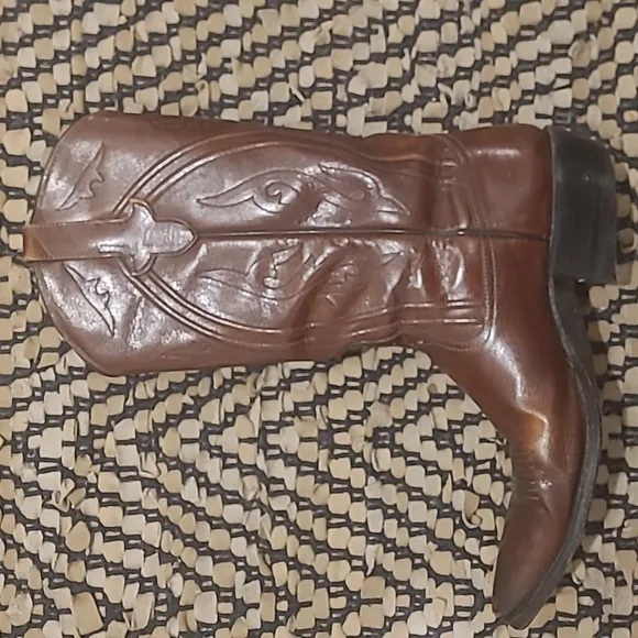 RIOS OF MERCEDES BROWN LEATHER POINTED TOE COWBOY BOOTS