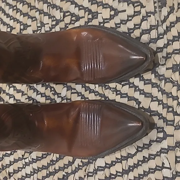 RIOS OF MERCEDES BROWN LEATHER POINTED TOE COWBOY BOOTS