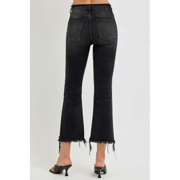 RISEN Raw Hem Cropped Flare Jeans NWT