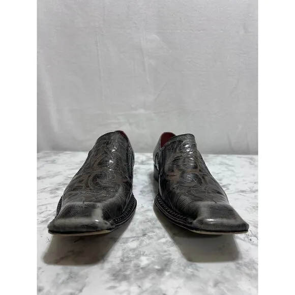 Robert Wayne Beam Mens Square Toe Dress Shoes 10 Distressed Leather Brown Loafer