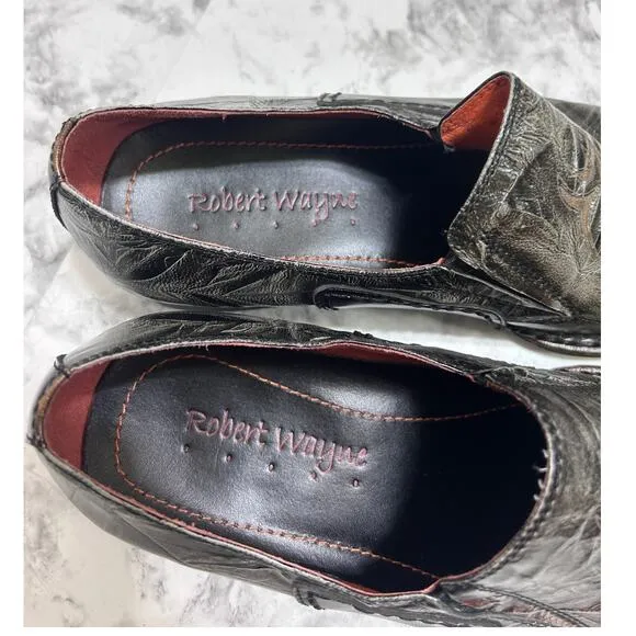 Robert Wayne Beam Mens Square Toe Dress Shoes 10 Distressed Leather Brown Loafer