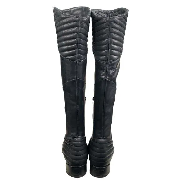 Roberto Durville Paris Women's Black Moto Riding Boots Size 38 US 7/7.5