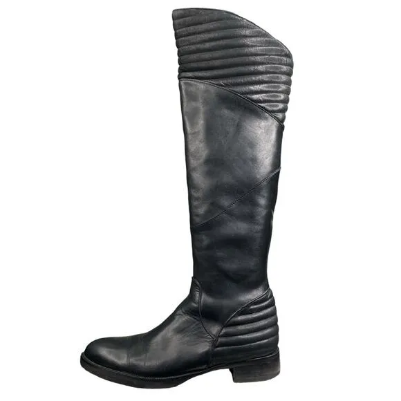 Roberto Durville Paris Women's Black Moto Riding Boots Size 38 US 7/7.5