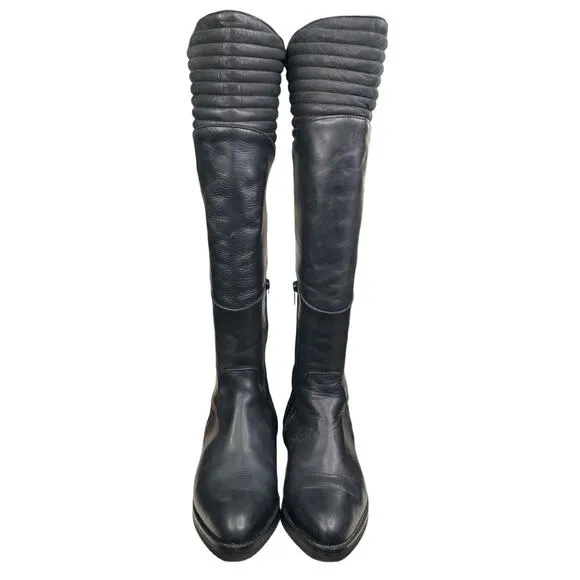 Roberto Durville Paris Women's Black Moto Riding Boots Size 38 US 7/7.5