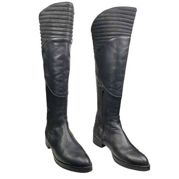 Roberto Durville Paris Women's Black Moto Riding Boots Size 38 US 7/7.5