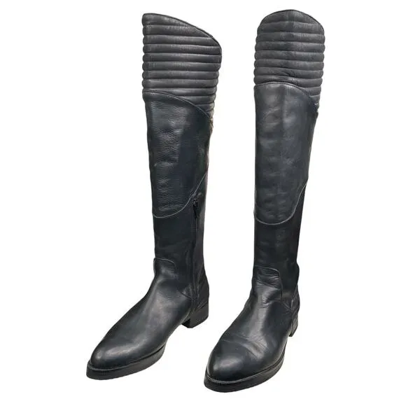 Roberto Durville Paris Women's Black Moto Riding Boots Size 38 US 7/7.5