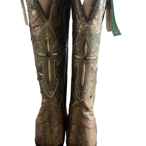 Roper Brown and Tan Heeled Roper Boots