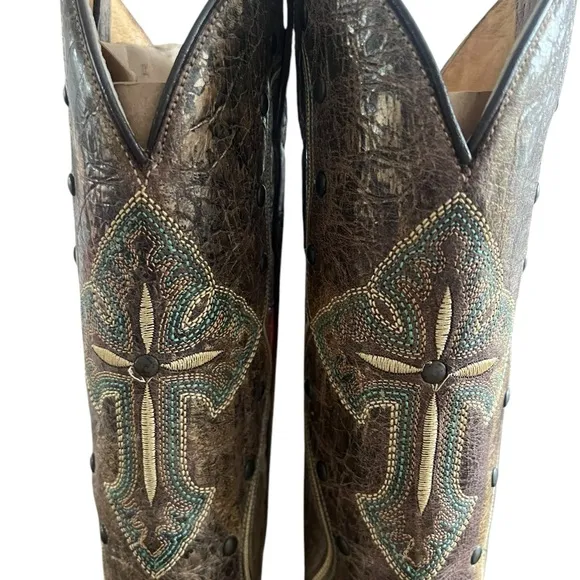 Roper Brown and Tan Heeled Roper Boots