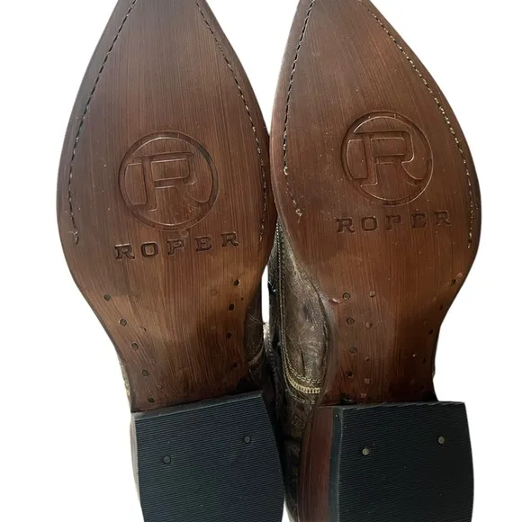Roper Brown and Tan Heeled Roper Boots