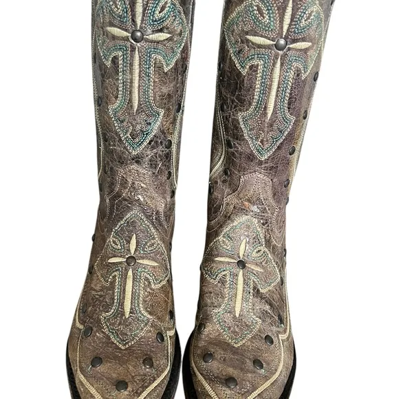 Roper Brown and Tan Heeled Roper Boots