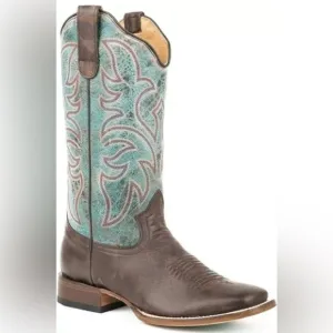 ROPER Womens LULU Western Cowboy Boots size 8.5 NWT Brown/Turquoise