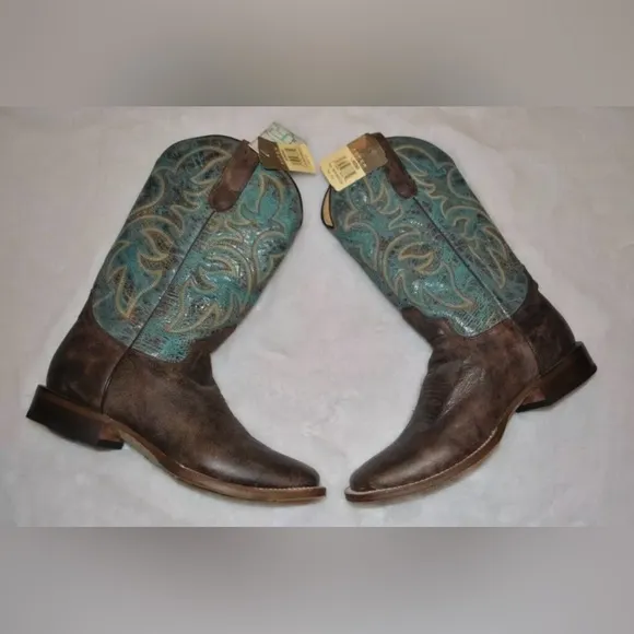 ROPER Womens LULU Western Cowboy Boots size 8.5 NWT Brown/Turquoise