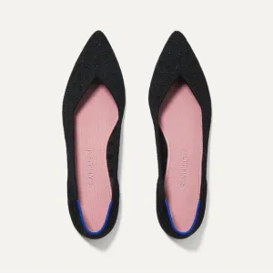 Rothy’s The Point Toe Ballet Flat Slip-On Soft Fabric in Black Size W9.5 NWOT