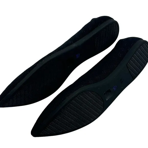 Rothy’s The Point Toe Ballet Flat Slip-On Soft Fabric in Black Size W9.5 NWOT