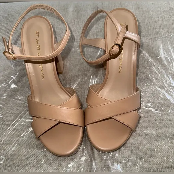 S39.  Stuart Weitzman Dayna Crisscross Platform Sandals