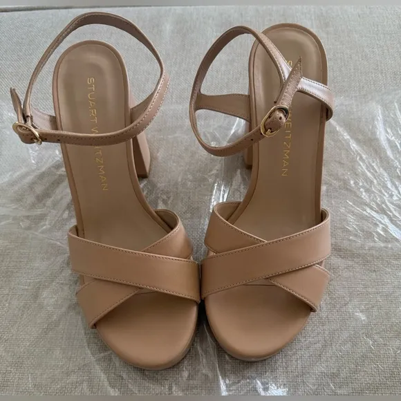S39.  Stuart Weitzman Dayna Crisscross Platform Sandals