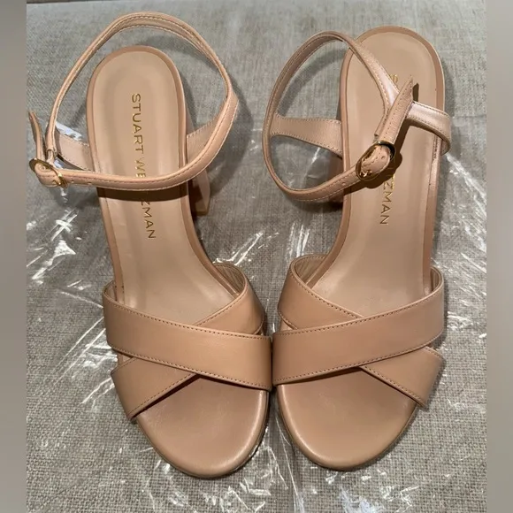 S39.  Stuart Weitzman Dayna Crisscross Platform Sandals