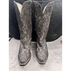 Safari Exotic Leather‎ Boots Hand Made Vintage Women’s Size 8 1/2 Sequins Bling
