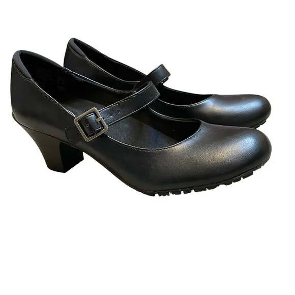 SafeTstep Comfort Mary Jane Pumps Shoes 9.5 EU 42 Black Leather Retro Grunge