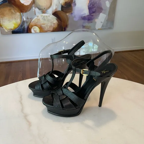 Saint Laurent Tribute T-Strap Platform Sandals
