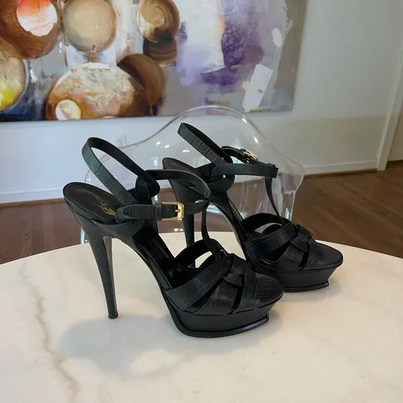 Saint Laurent Tribute T-Strap Platform Sandals