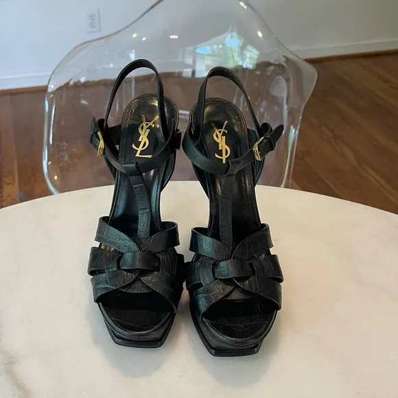 Saint Laurent Tribute T-Strap Platform Sandals