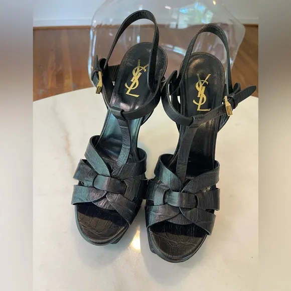 Saint Laurent Tribute T-Strap Platform Sandals