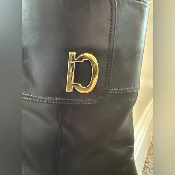 Salvatore Ferragamo Black Leather Boots | Size 10 B
