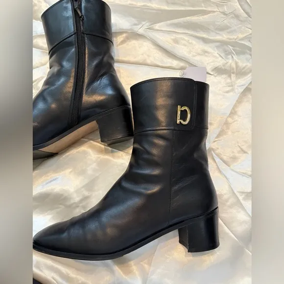 Salvatore Ferragamo Black Leather Boots | Size 10 B