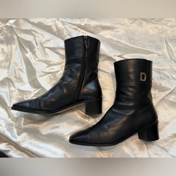 Salvatore Ferragamo Black Leather Boots | Size 10 B