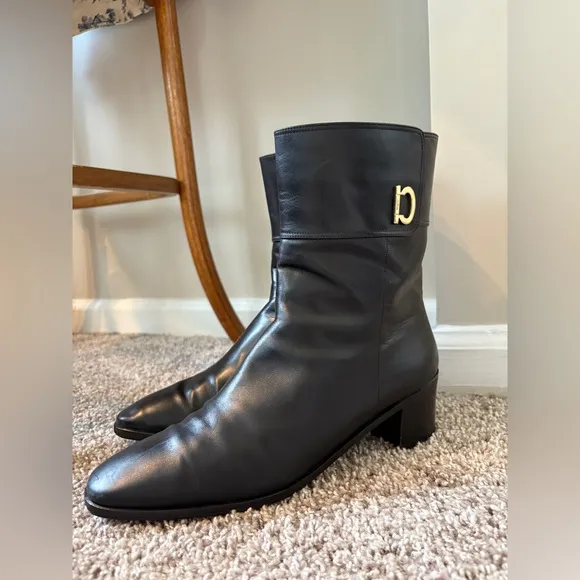 Salvatore Ferragamo Black Leather Boots | Size 10 B