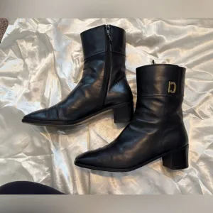 Salvatore Ferragamo Black Leather Boots | Size 10 B