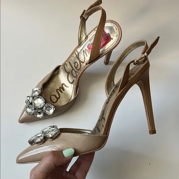 Sam Edelman Beige and Tan Heels with Embellishments 9