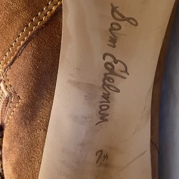 Sam Edelman Kandice COGNAC SuedePointed Toe Fringe Ankle Boot Bootie