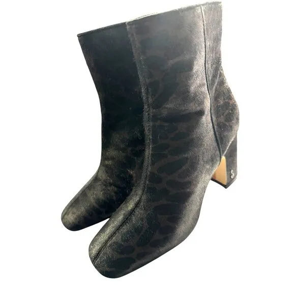 Sam‎ Edelman Leopard Print Calf Hair Ankle Boots Size 6 NWOT
