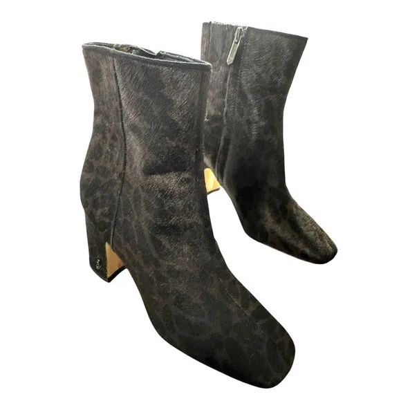 Sam‎ Edelman Leopard Print Calf Hair Ankle Boots Size 6 NWOT