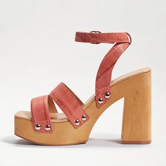 Sam Edelman Rosalind Platform Heeled Sandals in Terra Rose Croc Size 8.5