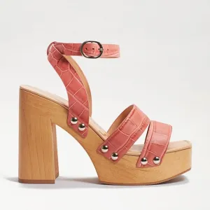 Sam Edelman Rosalind Platform Heeled Sandals in Terra Rose Croc Size 8.5