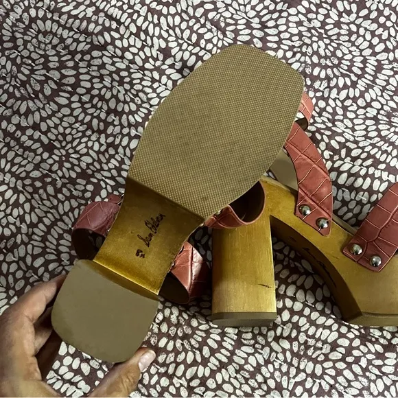 Sam Edelman Rosalind Platform Heeled Sandals in Terra Rose Croc Size 8.5